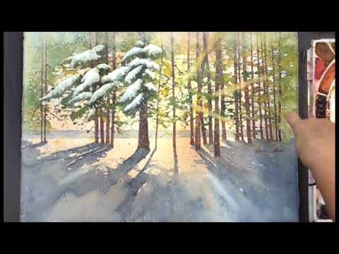 Видео: Зимние деревья — урок акварели с Карлин Холман