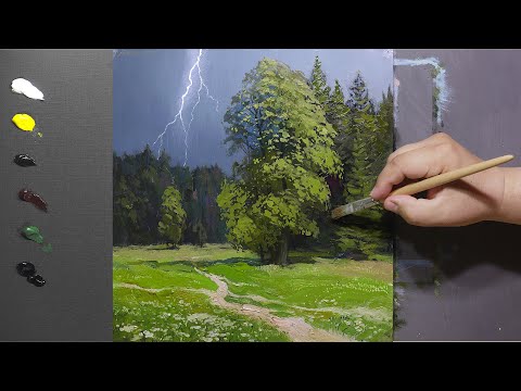 Видео: Живопись маслом: гром и солнце / Oil painting: thunder and sun