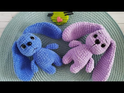 Видео: Оформление мордочки вязаным зайкам. Утяжка и вышивка