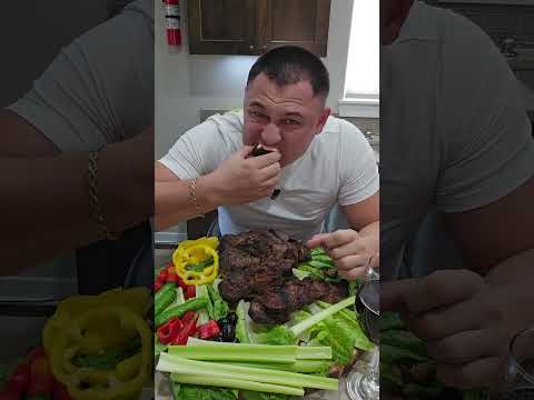 Видео: мясо 🍖  барбекю вино 🍷овощи  мукбанг