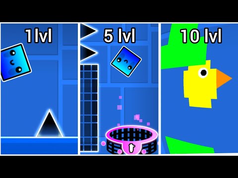 Видео: Строю: 1 lvl, 5 lvl, 10 lvl со 100 объектами | Geometry dash