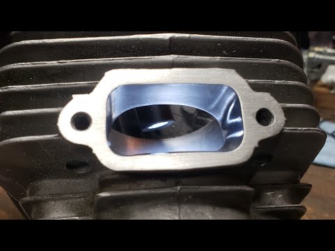 Видео: СОВЕТЫ ПО РАЗВЕРТЫВАНИЮ ВЫПУСКНЫХ КАНАЛОВ БЕНЗОПИЛЫ: Полировка выхлопных каналов до зеркального б...