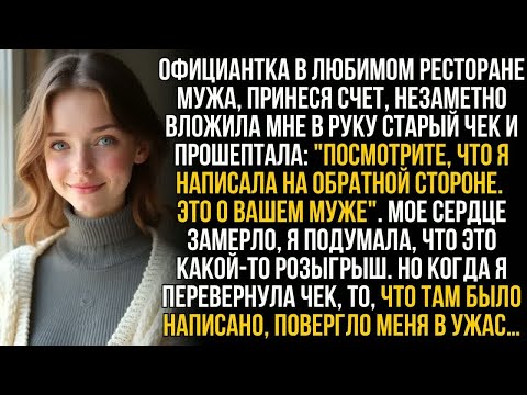 Видео: Официантка в любимом ресторане мужа подсунула мне старый чек, но когда я прочла, что там на обороте…