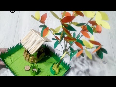 Видео: Осеньи пейсаж  дерева с колодцем#күздік көрініс тал ағашымен құдық#түрлі-түсті қағаздан#