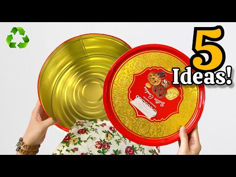 Видео: Перестань выбрасывать жестянки из-под печенья! 😱 5 блестящих поделок и идей для декора дома