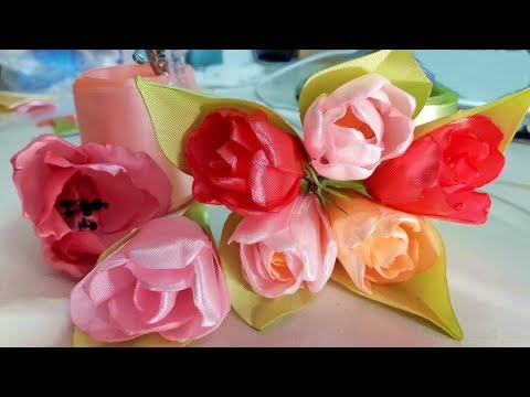 Видео: ТЮЛЬПАНЫ из атласных лент для букета. Нежные цветы DIY.