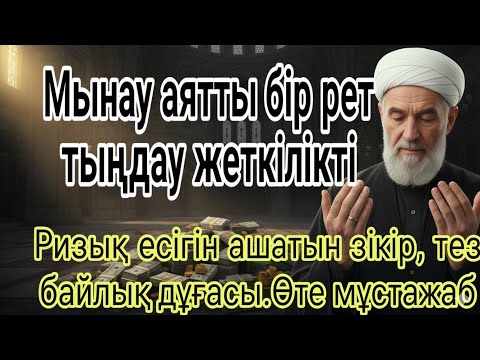 Видео: МЫНАУ АЯТТЫ БІР РЕТ ТЫҢДАУ ЖЕТКІЛІКТІ РЫЗЫҚ ЕСІГІН АШАТЫН ЗІКІР, ТЕЗ БАЙЛЫҚ ДҰҒАСЫ. ӨТЕ МҰСТАЖАБ
