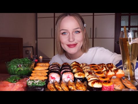 Видео: MUKBANG | Суши/роллы, мидии, форель, чука | Sushi/rolls, mussels, trout, chuka не ASMR