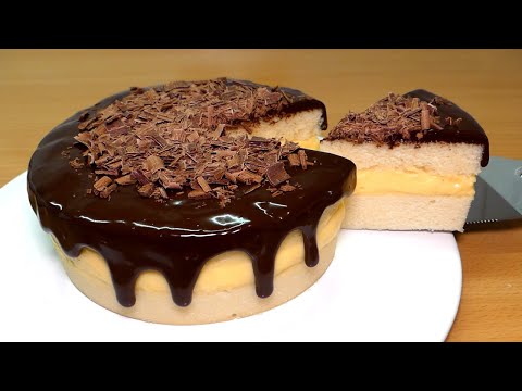 Видео: «Бостонский кремовый пирог без духовки» с заварным кремом и ванильным коржом