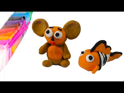 Видео: Как слепить из легкого пластилна Фигурки мультишки Рыбка Немо и Чебурашку