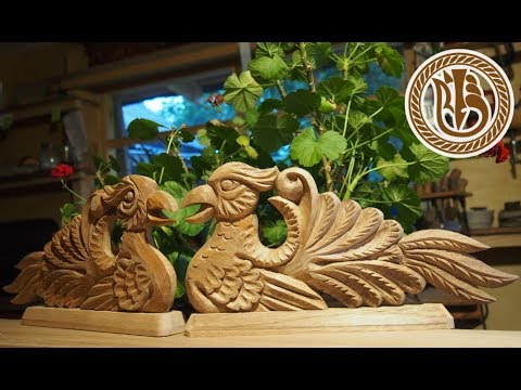 Видео: Wood carving. Резьба по дереву.  Навершие для карниза Птица