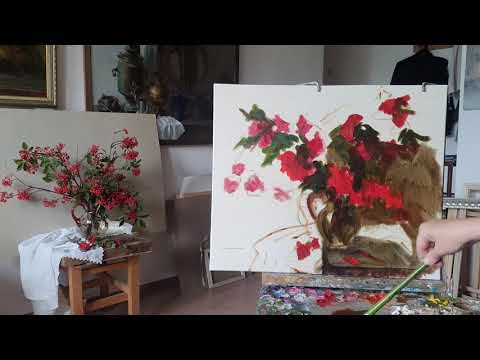Видео: Натюрморт с бузиной. Живопись маслом.