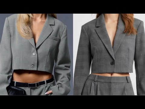 Видео: Как раскроить и сшить укороченный пиджак с отложным воротником | Простой и подробный урок | #blazer