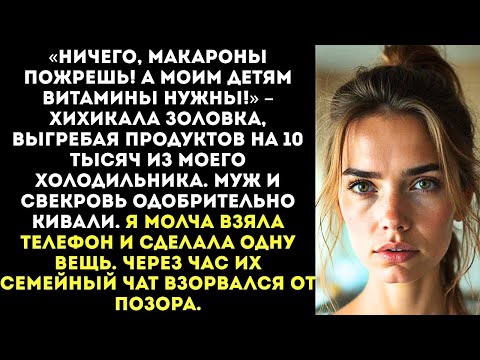 Видео: «Моим детям нужнее!» Золовка сгребла в пакеты всю еду из МОЕГО холодильника, а муж приказал молчать.