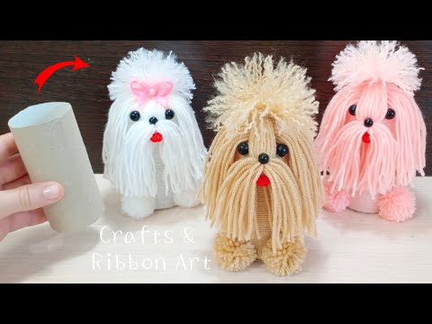 Видео: Самая Милая Собачка из Пряжи !! Я сделала ее из Втулки - Вам понравится этот Способ - Очень Просто!!