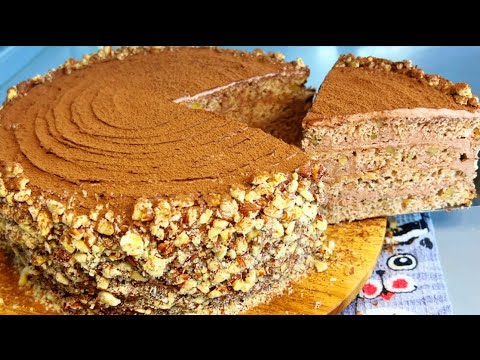 Видео: Много лет Готовлю Ореховый Торт за 15 минут к Чаю или Кофе!Какой же Вкусный!Простой Рецепт  Торта!