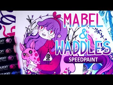 Видео: Mabel from Gravity Falls & Waddles | Speedpaint болтливый | Маркеры+блендеры CHAMELEON