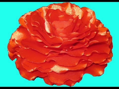 Видео: Канзаши, ,Брошь,Атласная лента, МК, Для начинающих!!!