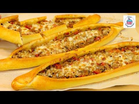 Видео: ПИДЕ, как в Турции : лепёшки в форме лодочек с фаршем и овощами, напоминает пиццу!