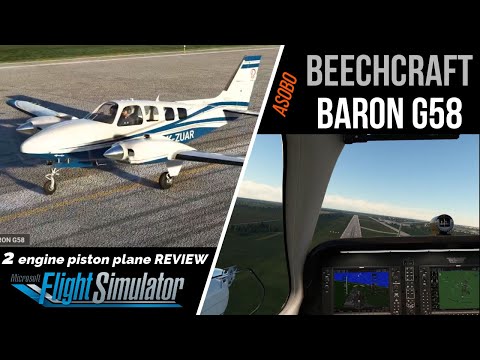 Видео: MSFS2020 • Beechcraft Baron G58 • by ASOBO (deluxe) • обзор самолёта • freeware plane review • L2P