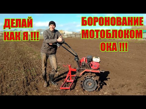 Видео: Боронование земли мотоблоком Ока!