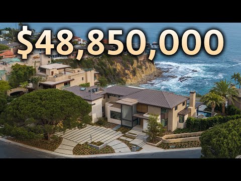 Видео: Путешествие по MEGA MANSION на Cliffside OceanFront за $ 48,850,000