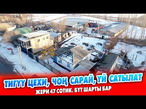 Видео: Чоң САРАЙ, ТИГҮҮ ЦЕХИ, ҮЙҮ менен САТЫЛАТ ~ Жери 47 сотик. Контейнер, КДУ, 10 га. айдоо жери да бар