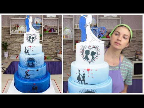 Видео: 💙👰Свадебный торт "История любви"💙. Использование фальш-яруса - Я - ТОРТодел!