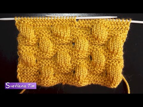 Видео: Объемный Узор Шишечки или Шарики. Уроки Вязания. Узоры спицами с подробным описанием № 483