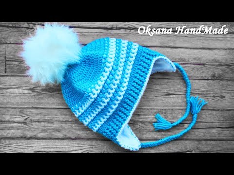 Видео: Шапка крючком с подкладом из флиса. Мастер класс и схема. Crochet hat