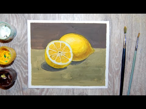 Видео: Как нарисовать лимон гуашью