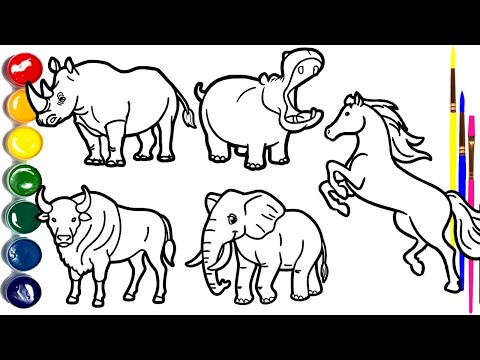 Видео: НАРИСУЙТЕ 5 диких животных всего за 10 минут с результатами PRO 🦏 🦛🐘🐎