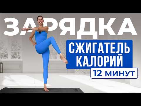 Видео: Жиросжигающая зарядка БЕЗ прыжков и оборудования на 12 МИНУТ