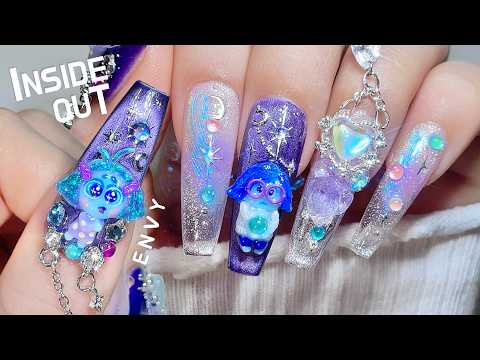 Видео: Ногти по мотивам Головоломка 2 👀💜 Создаем ENVY! ASMR маникюр | Уход за ногтями | Магнитные ногти