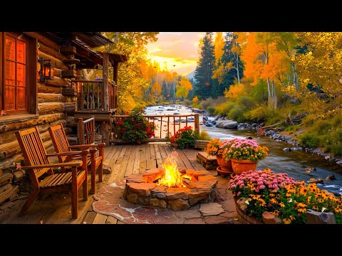 Видео: Тёплое осеннее утро у реки 🍁 | Звуки природы и треск огня для покоя, уюта и расслабления