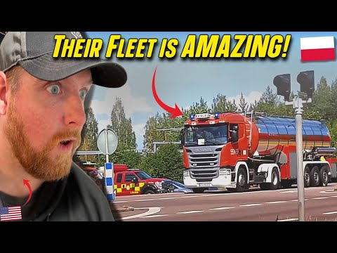 Видео: Американская реакция на прибытие в Швецию большого конвоя польских пожарных машин для тушения кру...