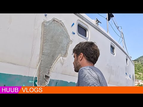 Видео: Закрытие «дыр» в лодке — ремонт катамарана, повреждённого ураганом