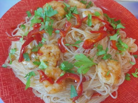 Видео: Фунчоза с креветками