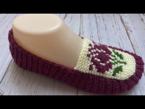 Видео: НОВИНКА 2022 !!!  Классные тапочки-следки на двух спицах без швов // iki patik modeller