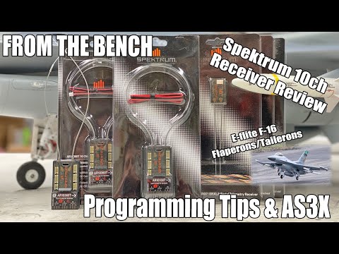 Видео: Обзор приёмника Spektrum AR10360T, пользовательское программирование E-flite F-16 и настройка AS3...