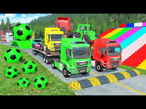 Видео: Платформа-прицеп McQueen Transportation с грузовиком — «Ледяные полицейские» против машин против ...