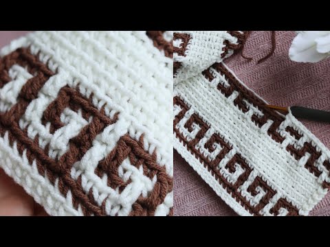 Видео: Греческий узор для ковра и пледа крючком | мозаичное вязание