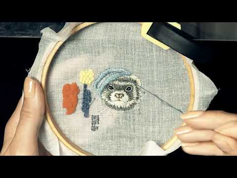 Видео: Мк по вышивке гладью. Хорь. Часть 3