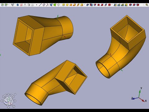 Видео: FreeCAD Часть 84. Пример создания модели. Переходник с круглого на прямоугольное. Разные варианты