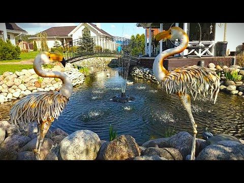 Видео: Установил плавающий фонтан в пруд на даче, смонтировал скиммер, компрессор, фильтр