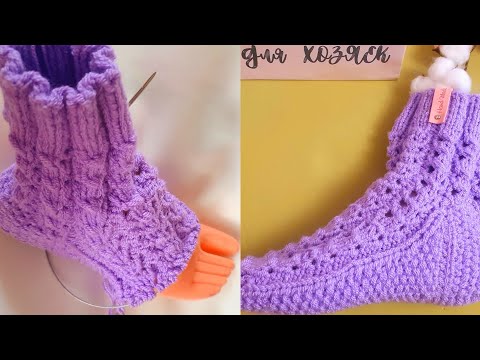 Видео: Носки спицами. Длина подошвы 24 см.