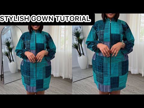 Видео: Как выкроить и сшить стильное платье с боковыми карманами и рукавами-буфами с застежкой-молнией с...