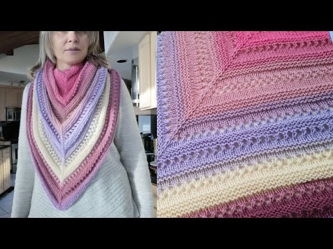Видео: Бактус (шаль) спицами. Ажурный платок. Вязание от угла. Мастер класс (со схемой) вязания. 172
