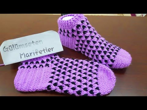 Видео: вязание тапочки спицами