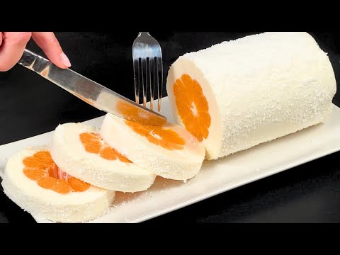 Видео: Только молоко и мандарин! Самый вкусный рождественский десерт за 5 минут! без выпечки! Трюк!